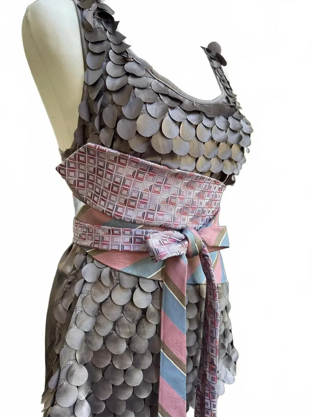 Pink & Blue Upcycled Silk Obi Belt | Corset Style | OOAK | OS